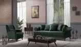 Canapea extensibila clasica 3 locuri cu lada de depozitare Bianca, verde