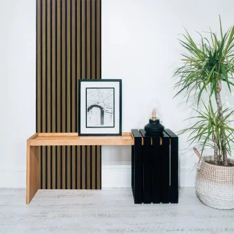 Riflaj decorativ tip panou acustic din MDF, Teak
