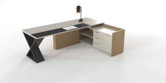 Set Mobilier birou directorial cu etajera dreapta/stanga Mercure Plus, Birou directorial
