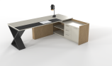 Set Mobilier birou directorial cu etajera dreapta/stanga Mercure Plus, Birou directorial